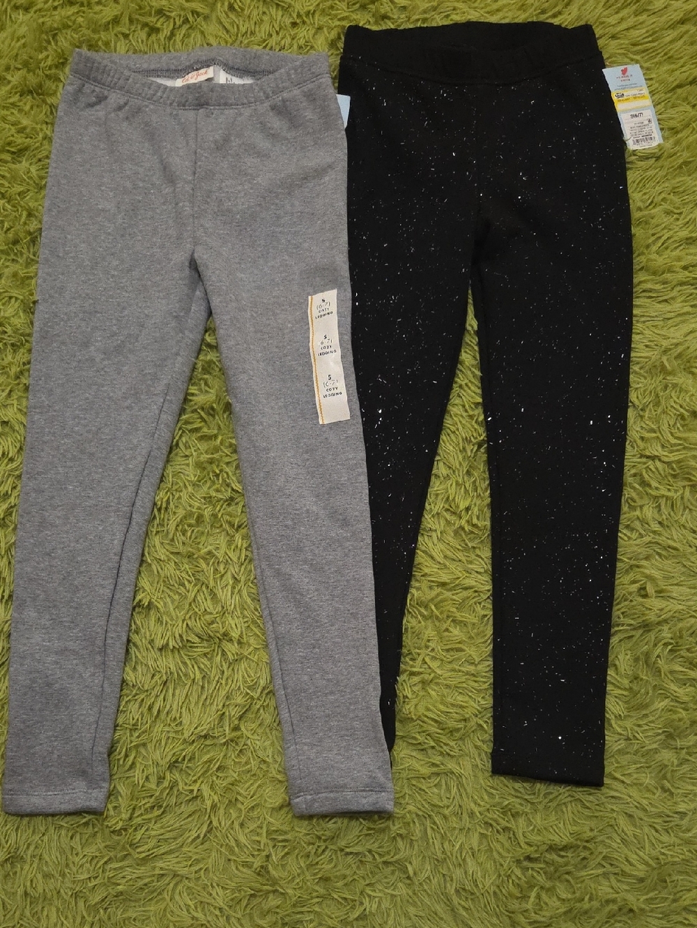 Cat & Jack Girls' Knit Cozy Leggings - Gray‎ & Black Speckled Bundle